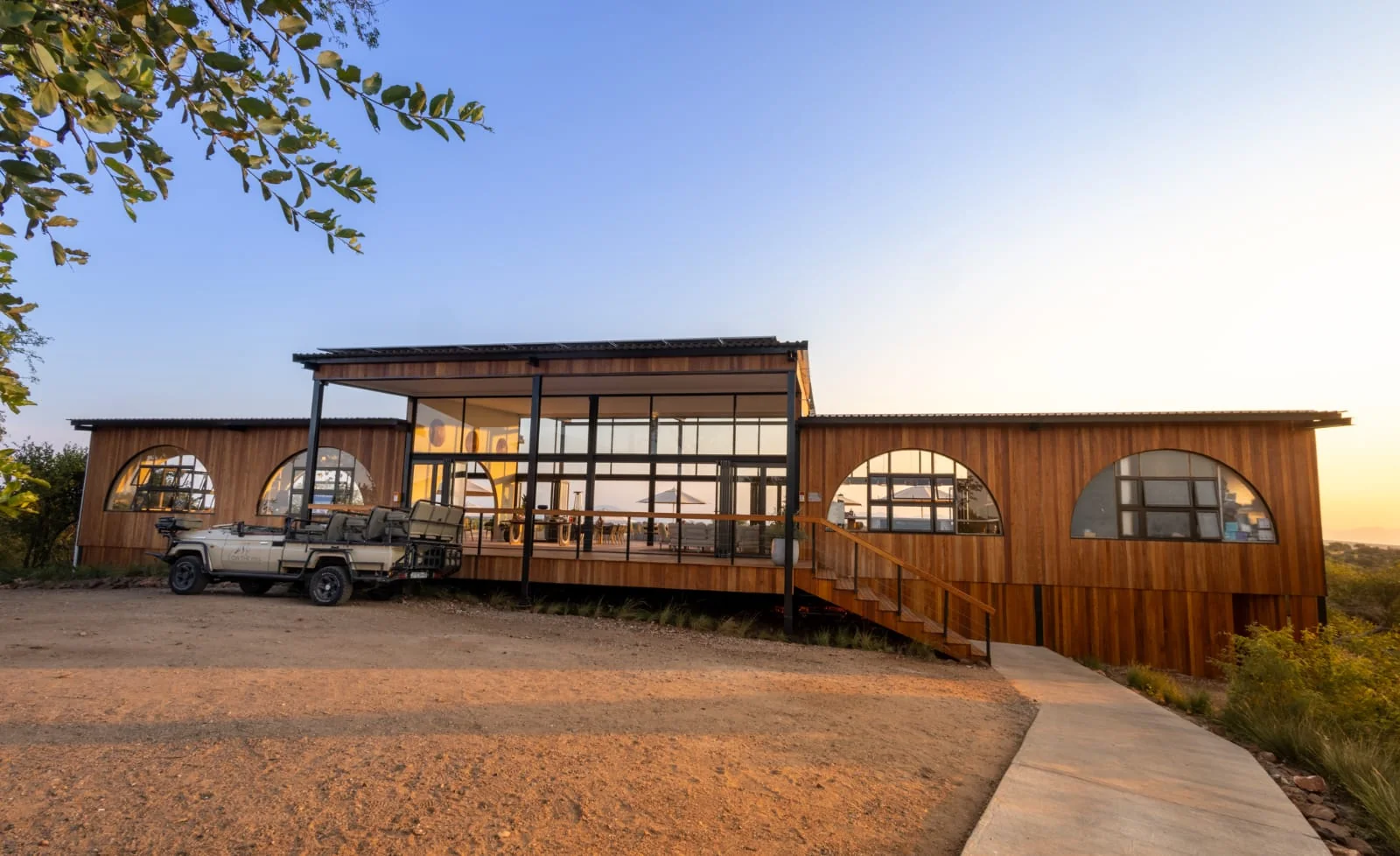 18 On The Hill lodge exterior at golden hour
