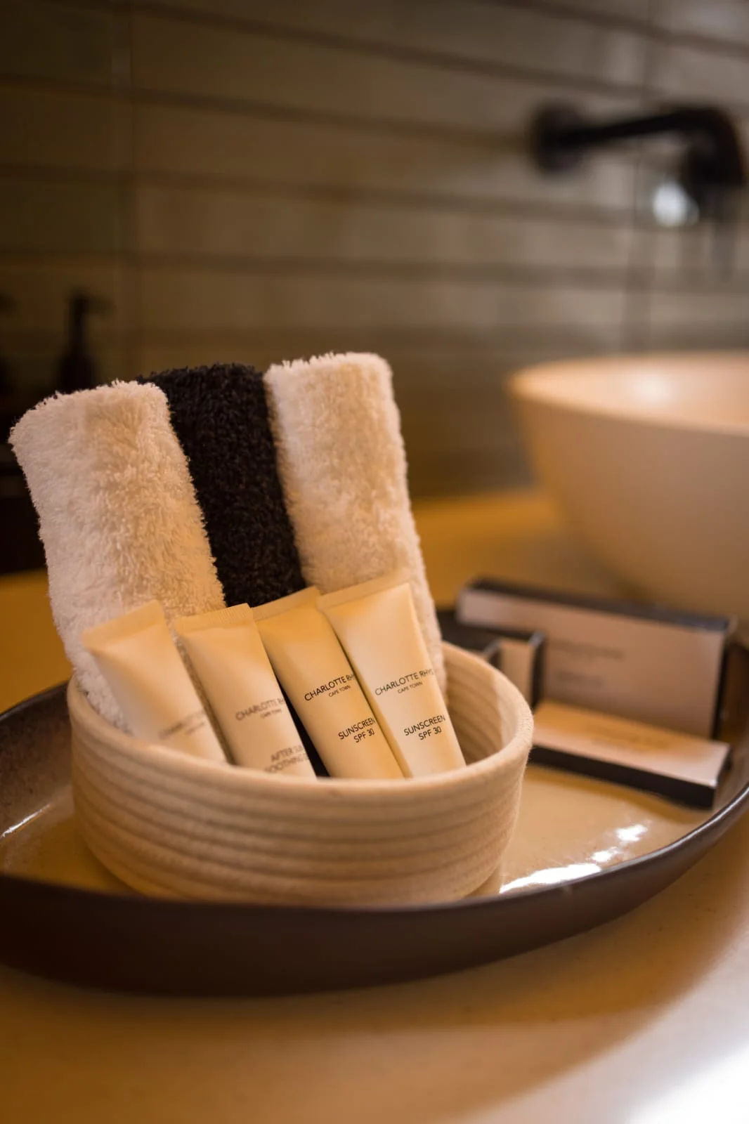 Bathroom amenities and lodge hospitality details